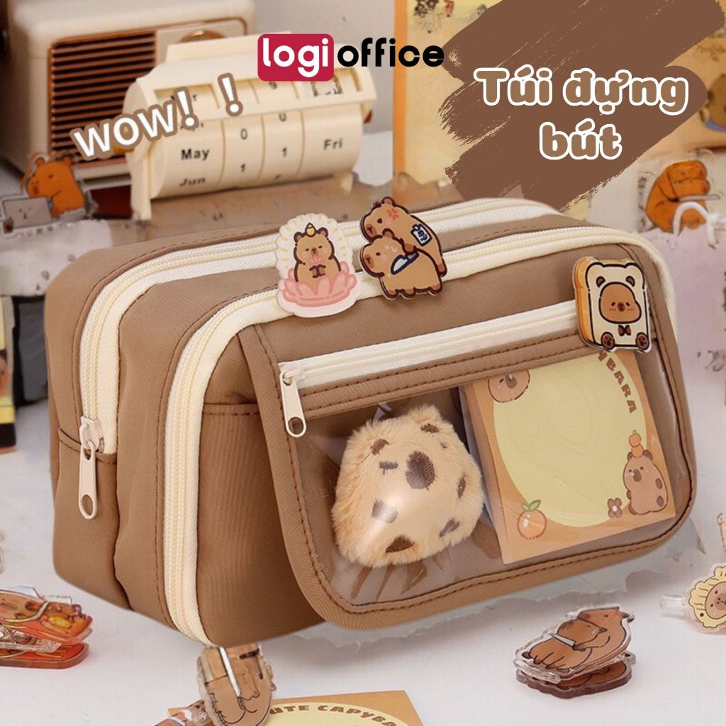 Túi Đựng Bút LOGi Nhiều Ngăn, hộp đựng bút nhiều ngăn vải canvas, chống nước tiện lợi, màu sắc siêu 