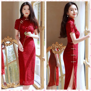 Sườn xám cách tân trung quốc dáng lửng Ren size từ 45-60kg