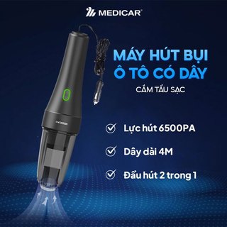 Máy hút bụi Ô tô MEDICAR cầm tay - Lực hút mạnh 6500PA, bảo hành 1 đổi 1 12 tháng, cắm tẩu sạc xe hơi