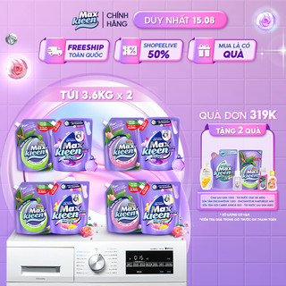 Combo túi nước giặt xả maxkleen chuyên dụng cửa trước 3.6kg + túi nước lau sàn 3.6kg