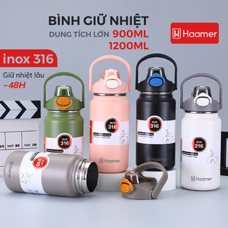  Bình giữ nhiệt Haamer Chất liệu Inox 316 An toàn thực phẩm Giữ nhiệt lâu lên đến 48h Dung tích 900ml 1200ml - B010 