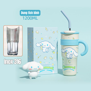  Cốc Nước Dung Tích Lớn Có Tay Cầm và Ống Hút Bằng Inox Giữ Nhiệt Hình Hoạt Hình 