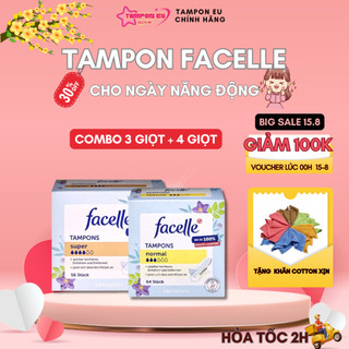 Combo băng vệ sinh Tampon Facelle 3 giọt + 4 giọt - khô ráo thoáng mát - có thể đi bơi