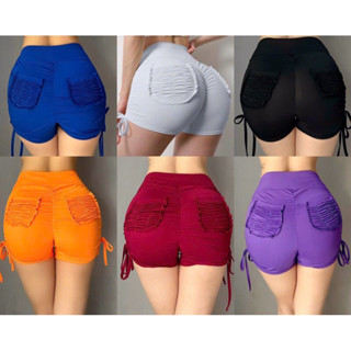 QUẦN ĐÙI  TẬP GYM TẬP YOGA  LƯNG CAO dây rút 2 bên hông siêu đẹp. Quần tập mẫu mới nhất 2024 túi rách nâng mông
