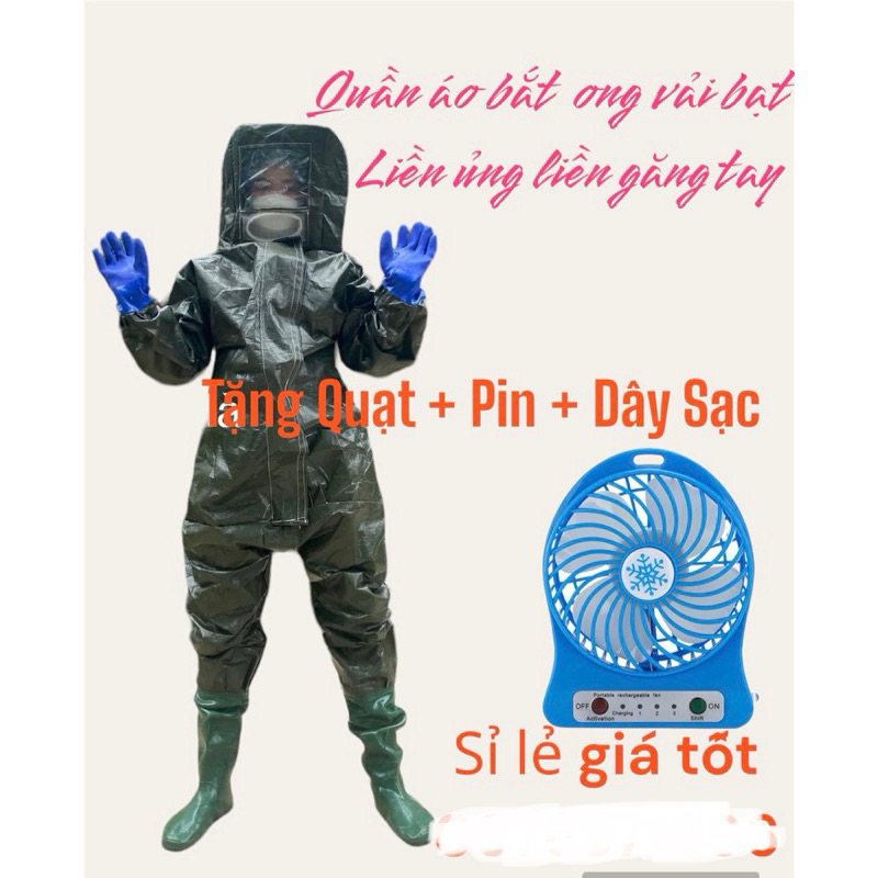 Áo Bắt Ong [TẶNG QUẠT] Bằng Vải Bạt An Toàn Tiện Dụng