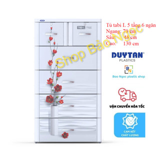  Tủ nhựa Tabi L Duy Tân Trắng Hoa Đỏ 5 tầng 6 ngăn 