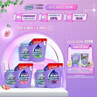 Combo Túi Nước Giặt Xả MaxKleen Thiên Nhiên 2.2kg + Túi Nước Giặt Xả 3.8kg