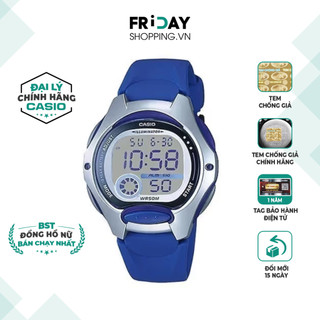 Đồng hồ casio trẻ em điện tử lw-200-2avdf mặt tròn dây cao su chính hãng