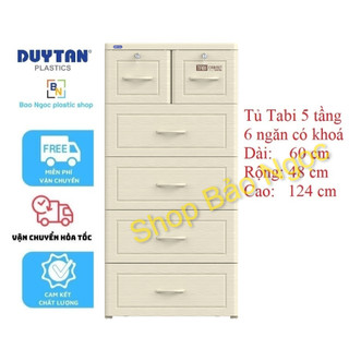 Tủ nhựa Duy Tân Tabi Vân gỗ trắng 5 tầng 6 ngăn
