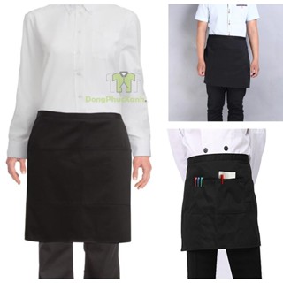 Tạp dề ngắn có túi cho nhân viên phục vụ nam nữ nhà hàng quán cafe Vải kaki đẹp free size