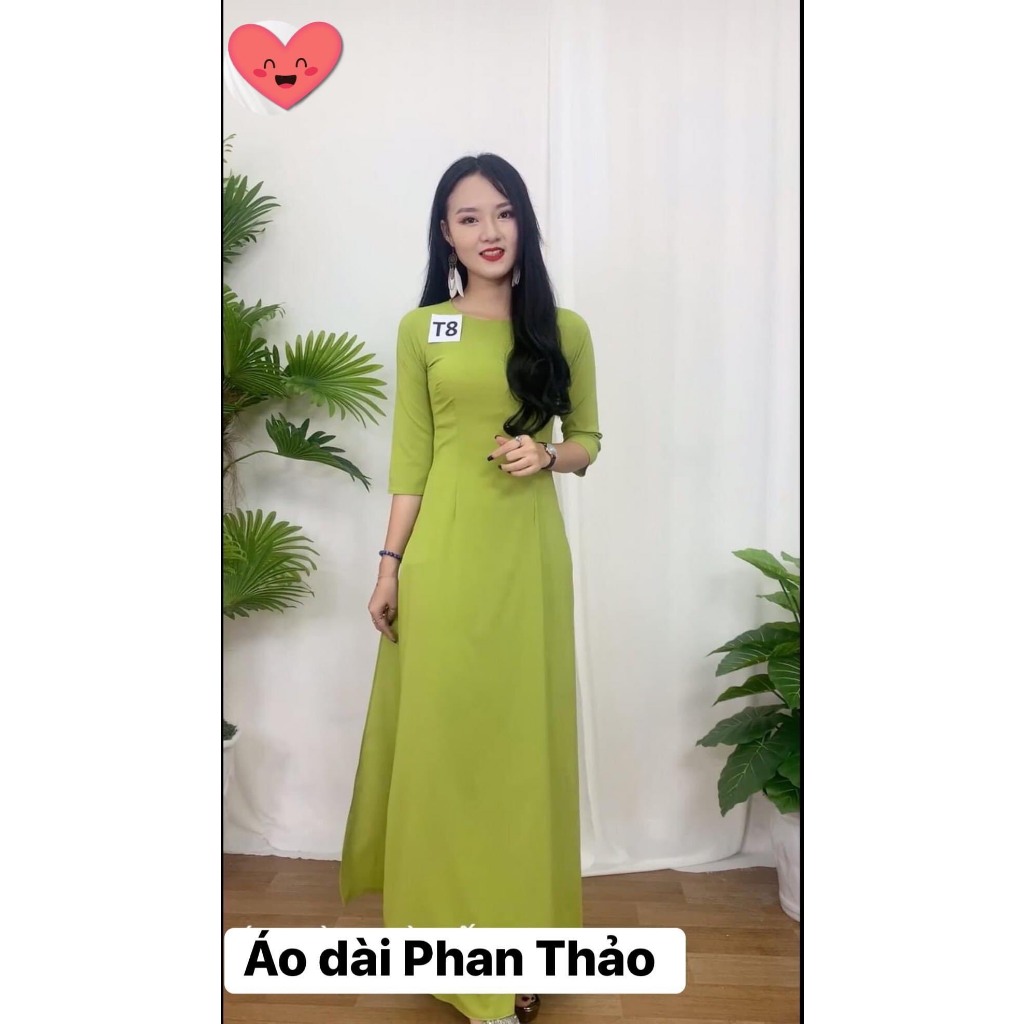 Áo Dài Lụa Mỹ Màu Xanh Cốm Siêu Xinh