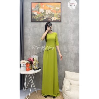 Áo Dài Lụa Mỹ Màu Xanh Cốm Siêu Xinh