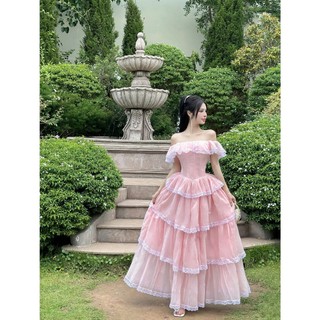 [ ẢNH TỰ CHỤP ]ĐẦM TIỂU THƯ công chúa 4 corset - Đầm Maxi trễ vai - Chân váy tầng 2 lớp cực xinh - vintageclothes