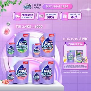 Combo Túi Nước Giặt Xả 2.4Kg + Túi Nước Giặt Xả 600g MaxKleen