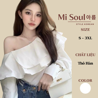 Sơ Mi Lệch Vai Bèo Ngực Dài Tay Cổ Bèo Tiểu Thư Misoul, Áo Sơ Mi Trễ Vai Phối Dài Tay Kiểu Công Sở Mặc Đi Làm 151