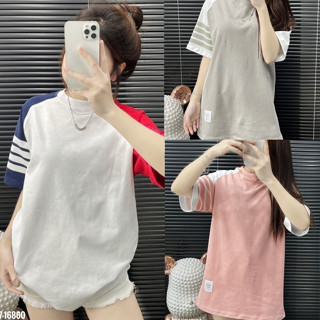 Áo thun tay lỡ Thomm 4 vạch 12 màu mới - Áo phông nam nữ chất cotton dày dặn Freesize form rộng 65kg