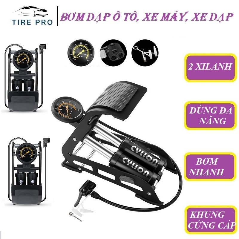 ⚡HÃNG CYLION ⚡Bơm 2 xilanh Cylion làm bằng khung thép cứng cáp dùng đa năng