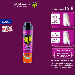 RAID Bình xịt côn trùng Hương Cam Chanh 600ml