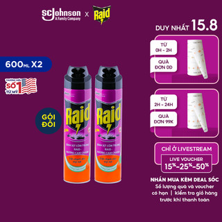 Combo 2 RAID Bình xịt côn trùng Hương Cam Chanh 600ml/bình