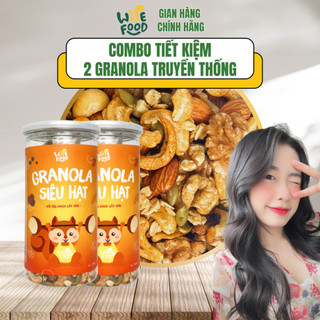 Combo 2 hộp granola siêu hạt 500g wise food 10% yến mạch sấy giòn, ngũ cốc dinh dưỡng, hỗ trợ giảm cân
