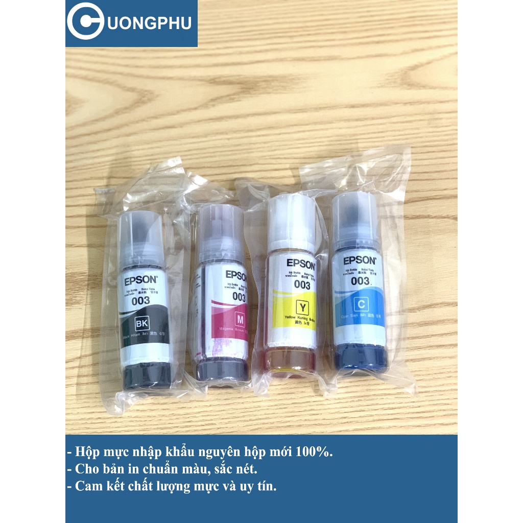 Mực in Epson 003 dùng cho máy in Epson L1110/ L1210/ L1250(nhập khẩu) đủ màu C/M/Y/BK(mới 100%, bản 