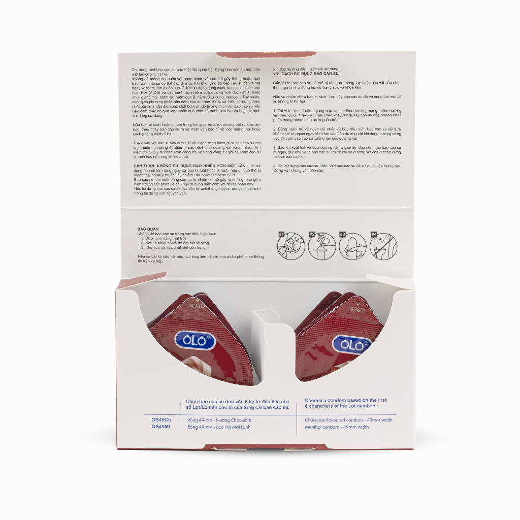 Bao cao su OLO Benzen 6 in 1 - gân gai, size nhỏ chống tuột 49mm, benzocaine 7% siêu lâu, kéo dài thời gian, thơm mát