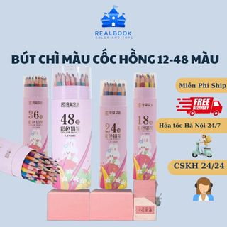 Bút chì màu dạng cốc cao cấp 12/18/24/36/48 màu, dễ sử dụng đặc biệt với học sinh