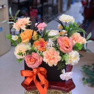 Giỏ hoa chúc mừng, giỏ giấy hoa lụa, quà tặng sinh nhật, khai trương, giỏ giấy hoa lụa cao cấp giá rẻ h&h flower