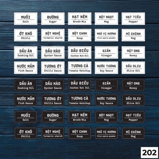 Tem decal dán Chai Lọ Đựng Gia Vị Các Loại - Chất Liệu Decal Chống Nước Không Bay Màu kích thước 3.5 x 2cm - Mã 202