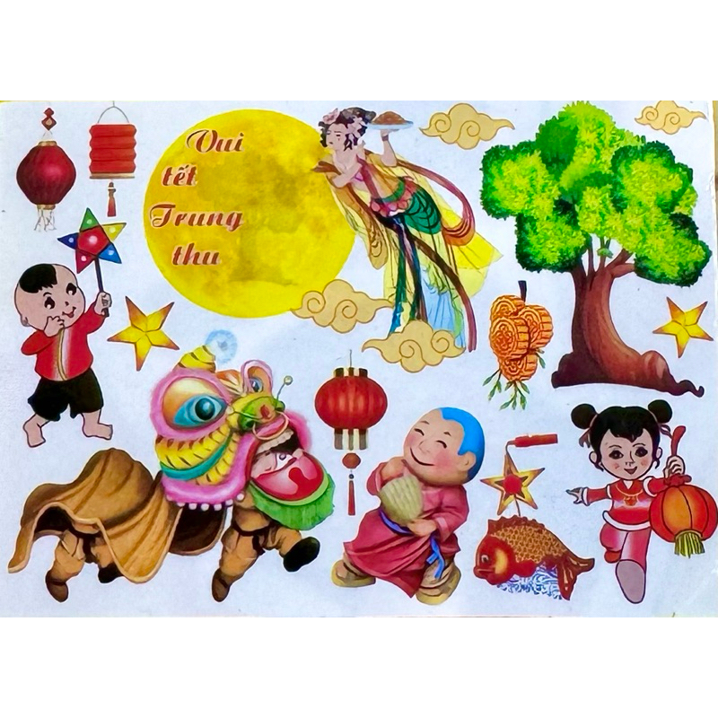 bộ decal trang trí trung thu