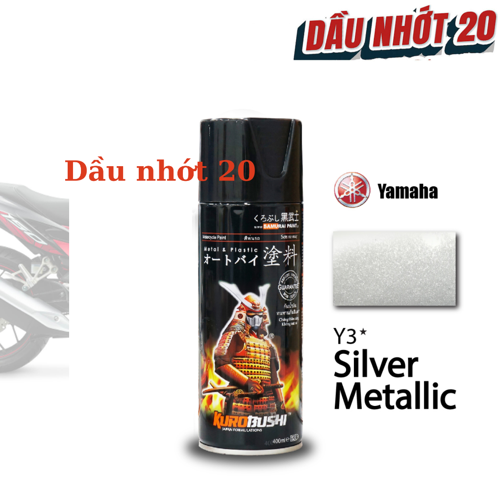 Y3 _Chai sơn xịt sơn xe máy Samurai Y3* màu bạc ánh kim - Silver Metallic Yamaha
