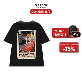 [15.8 tặng túi rút + voucher 40k] Áo thun form rộng Paradox tay lỡ - Unisex - In hình - MISSY - Trắng, Đen