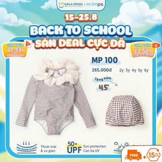 Đồ bơi bé gái Mompa 2-6 tuổi bộ Bikini tặng kèm mũ bơi vải Cotton thoáng mát mềm mát thấm hút 100