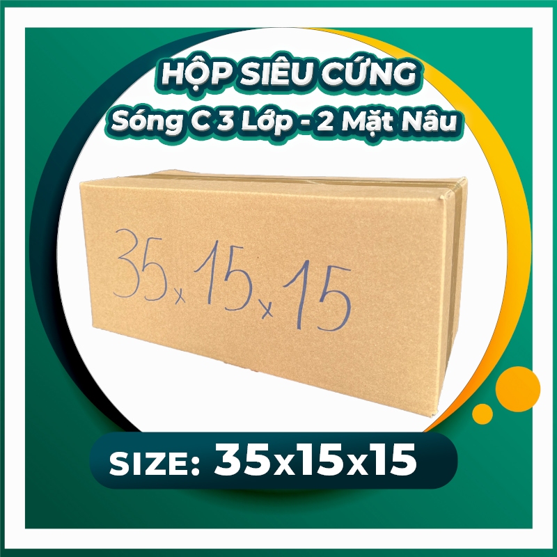 Combo 100 hộp 35x15x15 Siêu cứng 2 mặt nâu 3 lớp sóng C