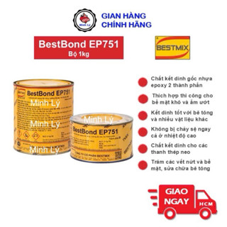  Hỏa Tốc HCM  Bộ 1kg Keo Cấy Thép BestBond EP751 Bestmix Keo Epoxy Kết Dính Cường Độ Cao Tương Đương Sikadur 731 Sika 