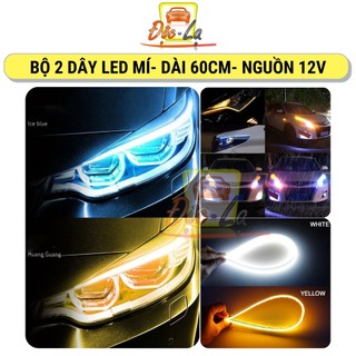 Bộ 2 Led Dây Đèn Mí Ô Tô Tích Hợp Xi Nhan Đuổi 60cm Silicon Chống Nước