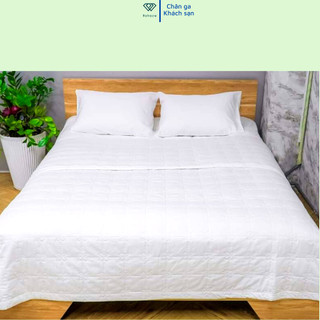 Bộ chăn ga gối khách sạn T300 Riotex vải cotton trắng trơn 5* cao cấp kích thước 1m6 - 2m2 x 2m [ nệm cao 5cm-27cm ]
