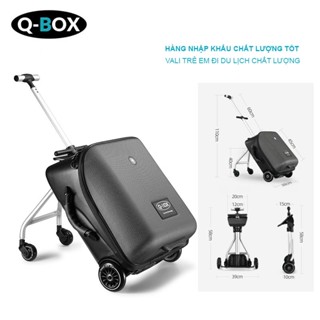 Vali xe kéo du lịch cho bé Qbox cao cấp, Vali cho trẻ em 2 trong 1, Valy xe đẩy cho bé ghế ngồi mang được lên máy bay