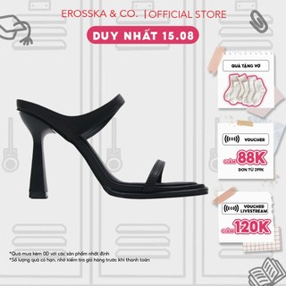 Erosska Kya - Dép nữ cao gót mũi vuông kiểu dáng basic năng động cao 9cm màu đen - EM122