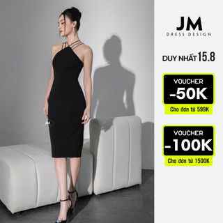 Jm dress design - đầm len body cổ yếm đan dây 1f17.2209sp