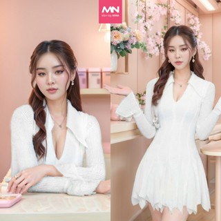Váy ren trắng MINA dài tay dáng xoè ngắn thiết kế sang trọng - MN290