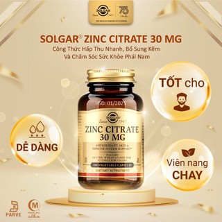 Viên Uống Solgar Zinc Kẽm Citrate 30Mg -  Bổ Sung Kẽm Chăm Sóc Sức Khỏe Phái Nam [Lọ 100 Viên]