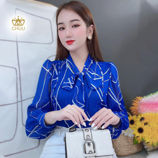 Áo sơ mi công sở nữ kiểu cổ thắt nơ nút bọc chuu a8175