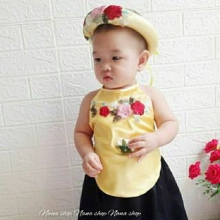 Yếm đào bé gái kèm mấn xinh xắn size 8ky - 26ky