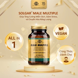 Viên uống Solgar Male Multiple - Giúp Tăng Cường Miễn Dịch, Giảm Stress cho Nam giới [Lọ 60 Viên]