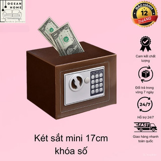 Két sắt mini cho bé , tủ đựng tiền mini để bàn khóa điện tử chống cháy có khe nhét tiền D23cm x R17cm x C17cm