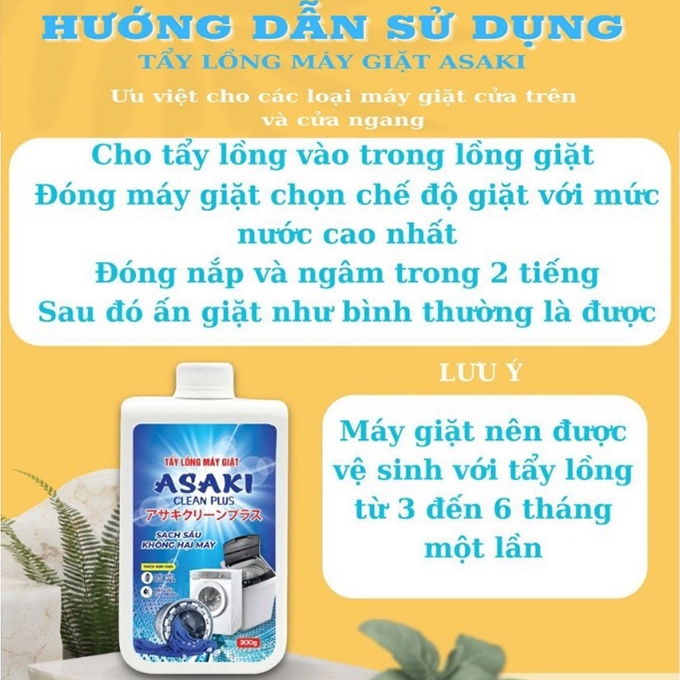 Bột Vệ Sinh Lồng Máy Giặt ASAKI Chính Hãng 300g, Tẩy Các Vết Bẩn Tích Tụ, Nấm Mốc, Tẩy Mốc Gioăng Cao Su