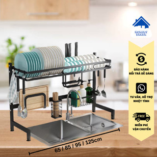 🚛FREESHIP 🆓 Kệ Để Bát Đĩa Đa Năng Thông Minh - 1 TẦNG - Giá Để Đồ Chén Đĩa Trên Bồn Rửa Bát Thép Carbon Sơn Đen Cao Cấp