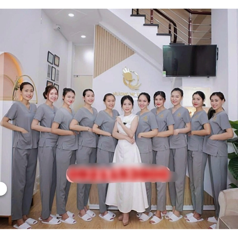 Đồng phục spa màu xám