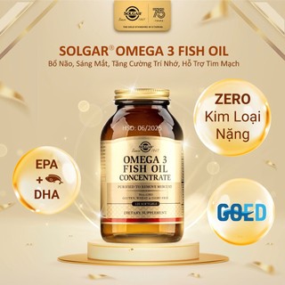 Viên Uống Solgar Fish Oil Concentrate - Dầu Cá Omega 3 - Bổ Não, Sáng Mắt, Tăng Cường Trí Nhớ, Hỗ Trợ Tim Mạch 120 Viên